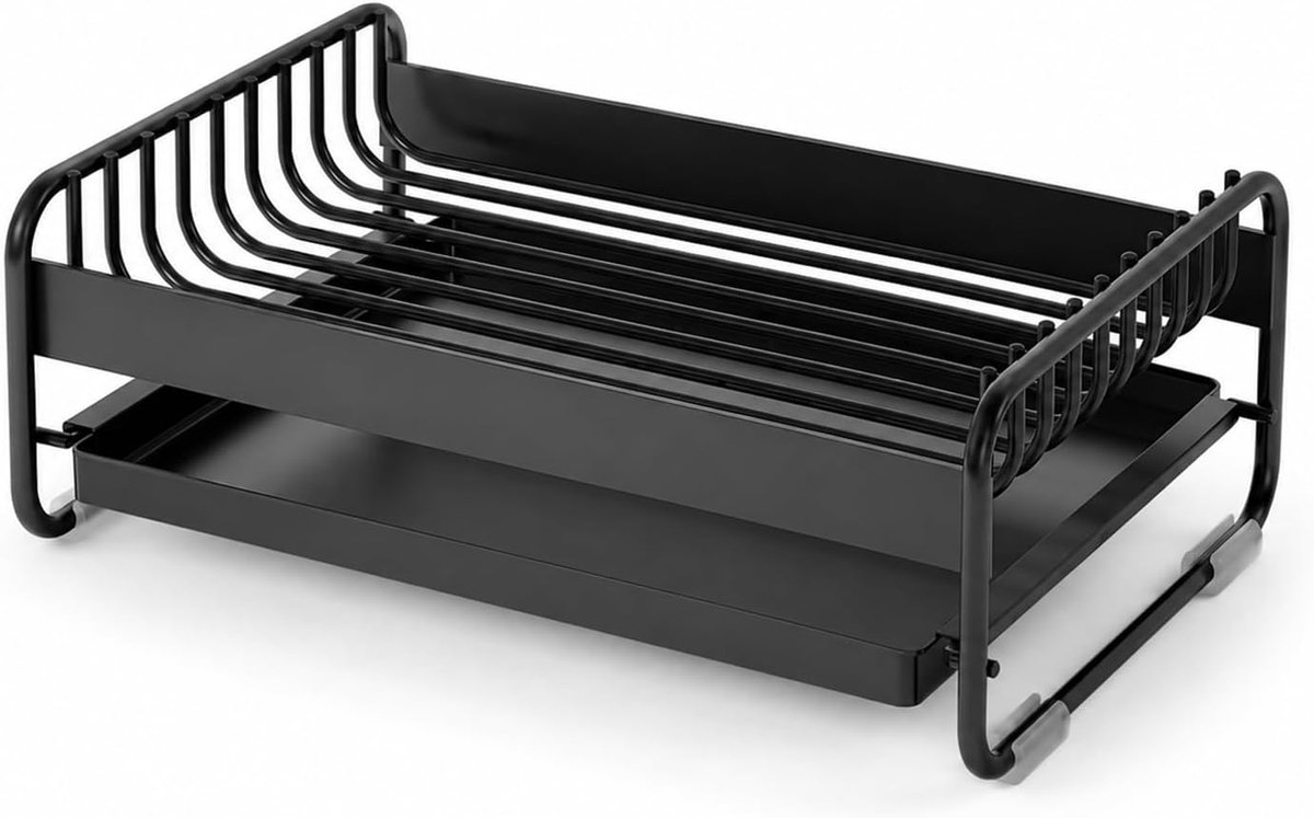 zeepdish zwart staal - roestvrij - met afneembare drip tray - houdt zeep droog - ShopVlot