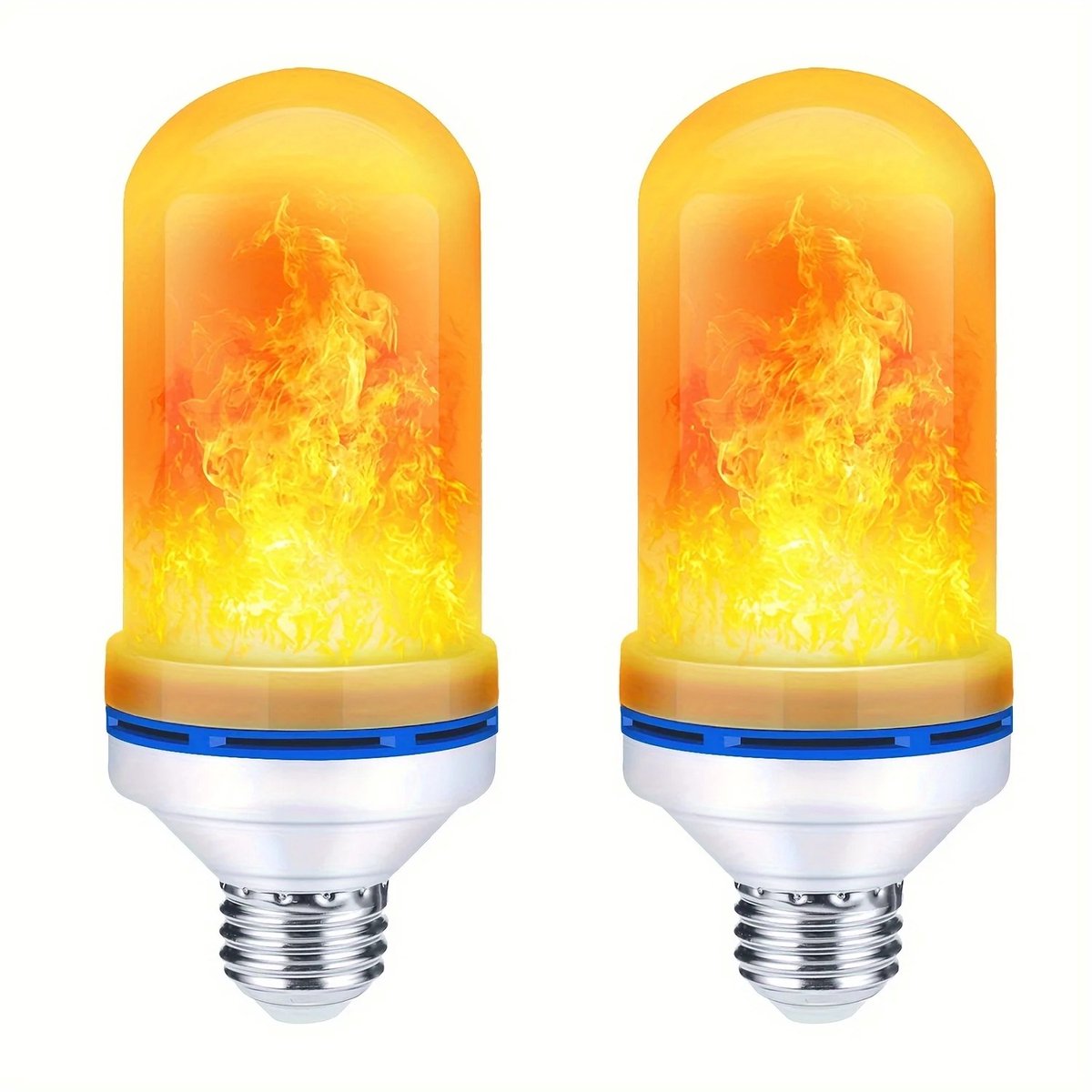 Set van 2 LED-lampen met vlameffect (4 standen) – Vlamlamp – Fakkellamp – LED-vlamlamp met kaarseffect