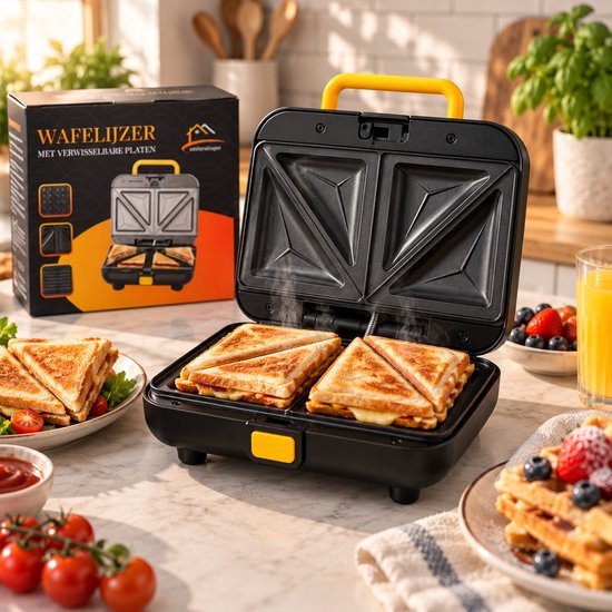 MiMaHome Wafelijzer met Verwisselbare Platen Pro - Tosti Apparaat - Contact Gril - 750W - Elektrisch Tosti Apparaat - Tosti Ijzer - Sandwich Maker van MiMaHome — afbeelding 5