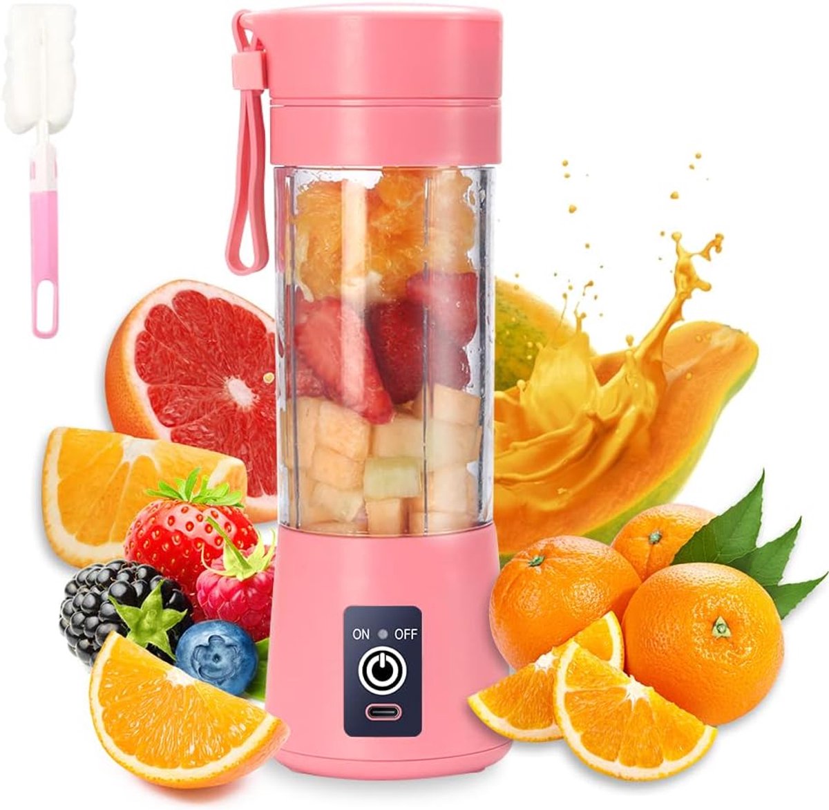 SnelShoppen - Portable Blender 380ml - Handheld Fruit Mixer Machine - USB Oplaadbare Smoothie Maker met 6 Power Blades - Perfect voor Shakes en Gezond