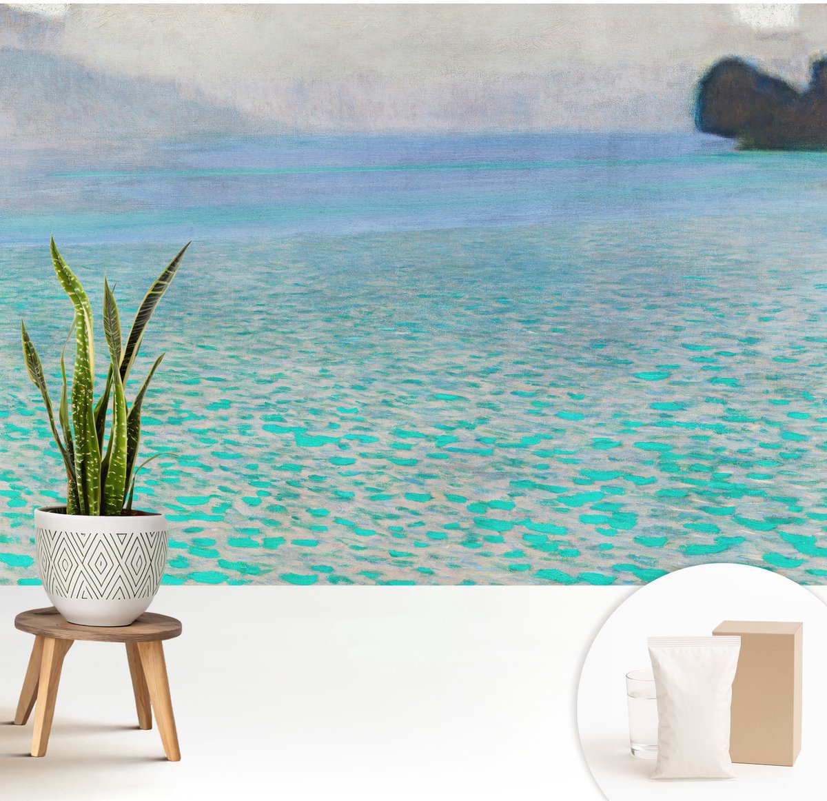 Wallfluent Fotobehang - Romig Vliesbehang - 208x146 cm - Turkoois Water Muurschildering - Slaapkamer behang Landschappen - Fotobehang Vlies - Gang behang