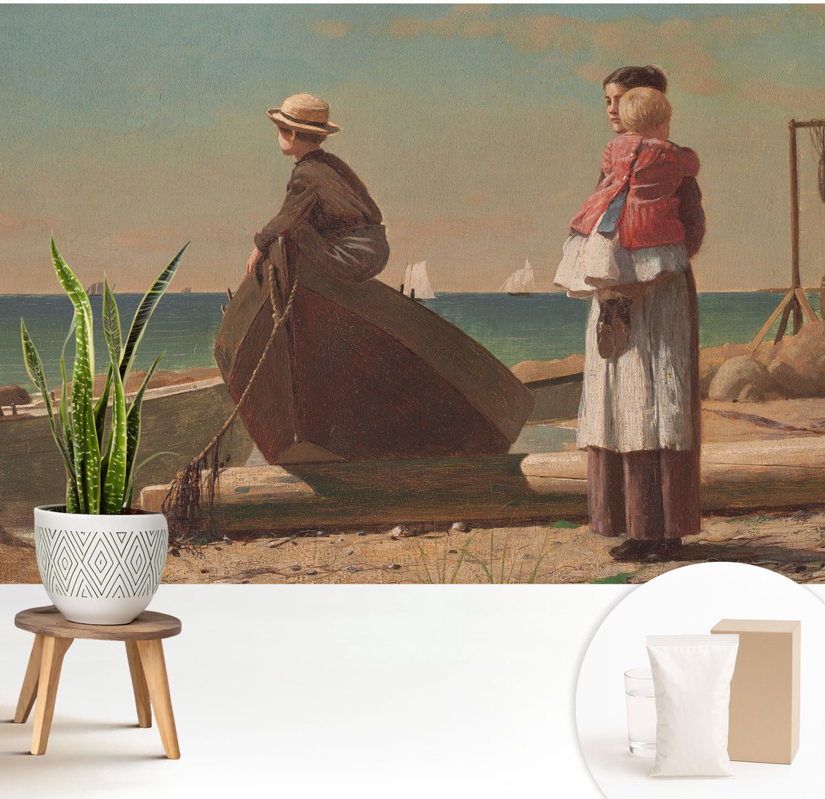 Wallfluent Fotobehang - Bruin Vliesbehang - 208x146 cm - Zeegezicht Muurschildering - Slaapkamer behang Landschappen - Fotobehang Vlies - Slaapkamer behang