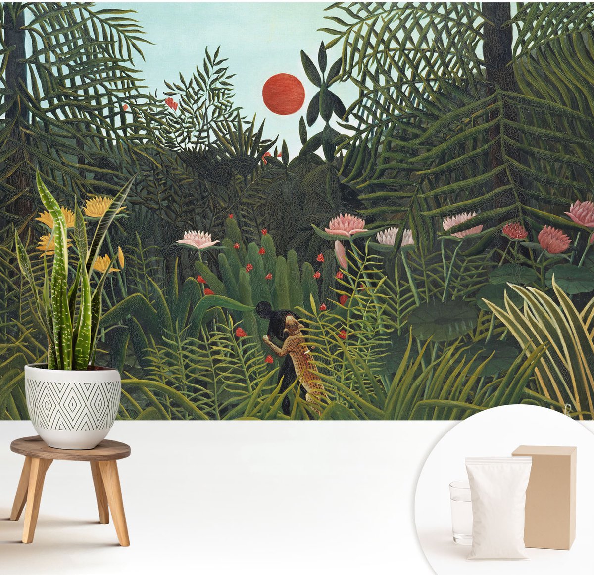 Wallfluent Fotobehang - Groente Vliesbehang - 208x146 cm - Exotisch Landschap Fotobehang Vlies - Woonkamer behang Bloemen En Planten - Muurschildering - Hal behang