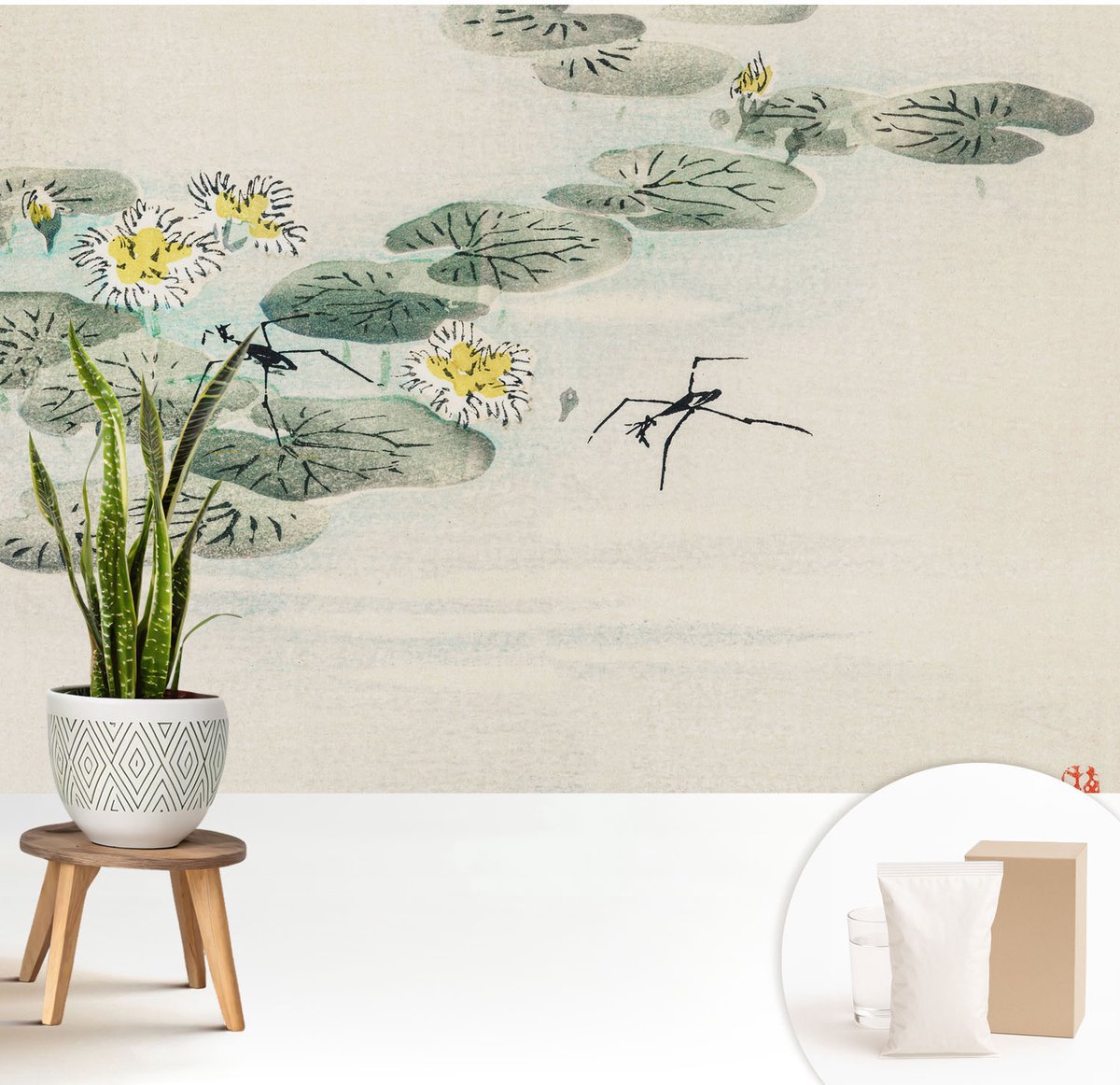 Wallfluent Fotobehang - Wit Vliesbehang - 208x146 cm - Rustig Water Muurschildering - Slaapkamer behang Deel - Fotobehang Vlies - Slaapkamer behang