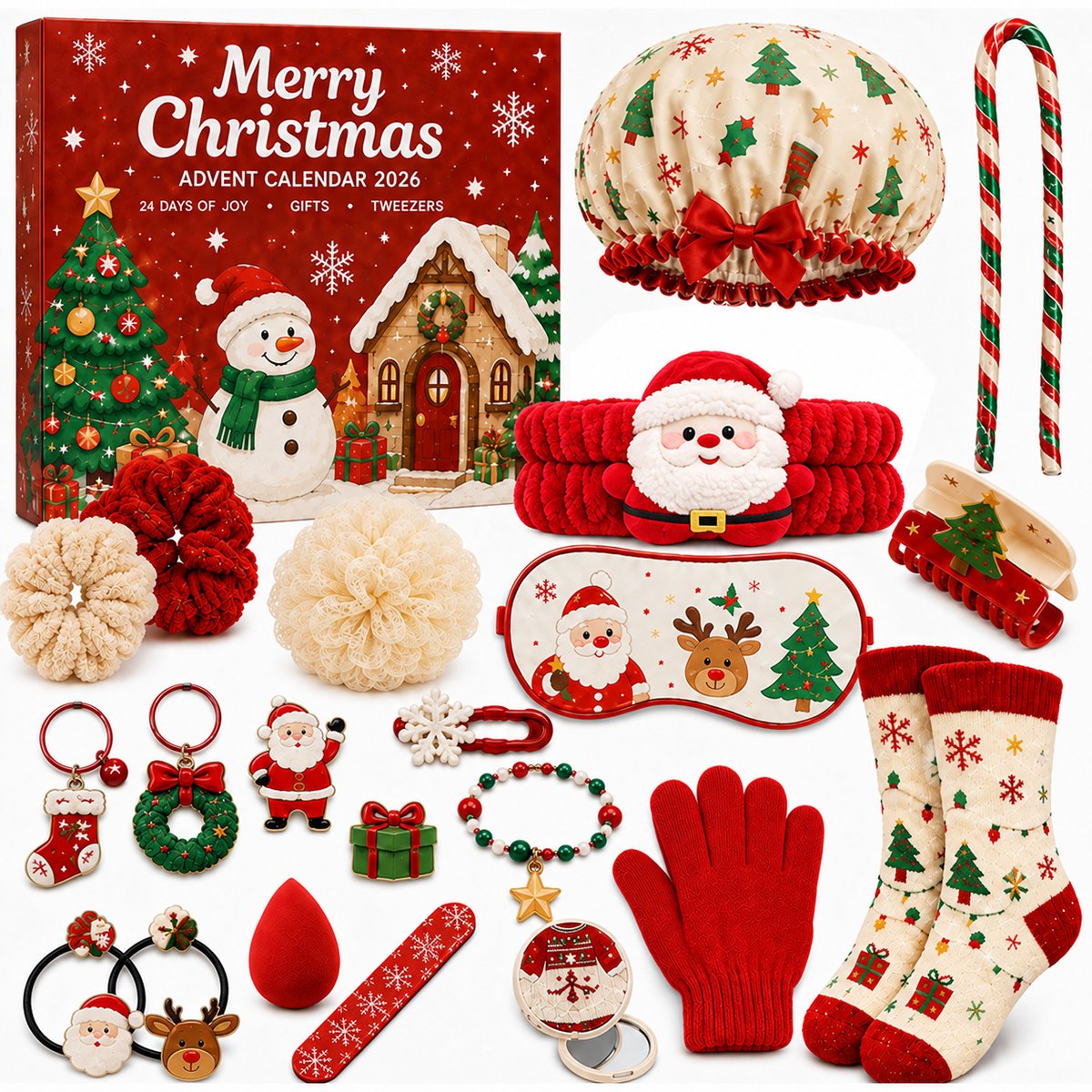 ZVD Adventskalenders - Kerstaftelkalender 2026 – Aftellen in 24 dagen – Kerstaftelkalender – Aftelkalender 'blind box' – Decoratief kerstverzamelobject – Perfect voor kerstfeesten en cadeaus voor de feestdagen Wit