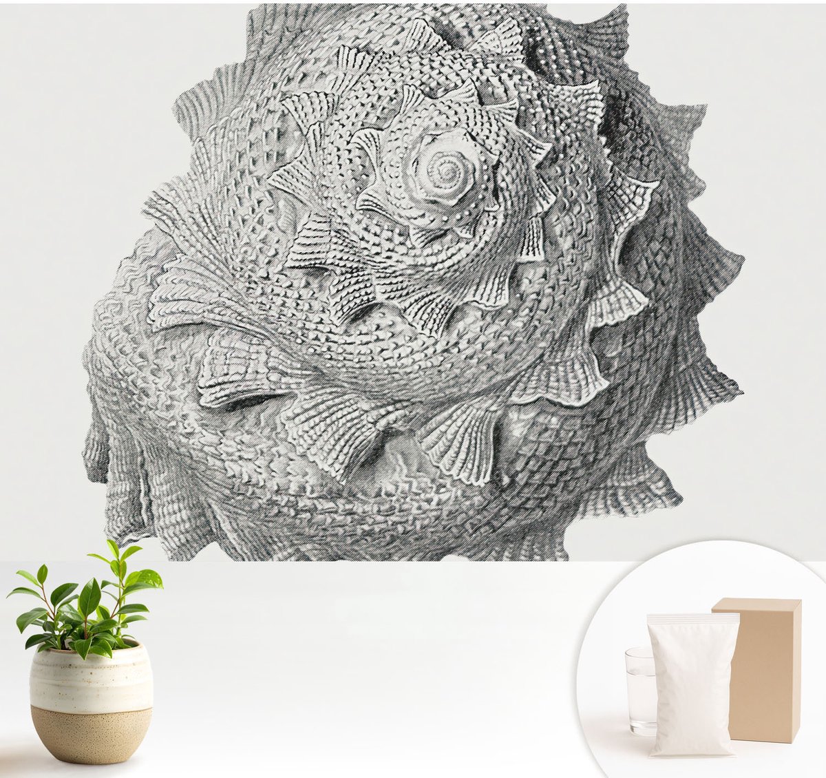 Wallfluent Fotobehang - Grijs Vliesbehang - 104x70 cm - De Kunst Van De Natuur Fotobehang Vlies - Woonkamer behang Achtergronden En Patronen - Muurschildering - Woonkamer behang