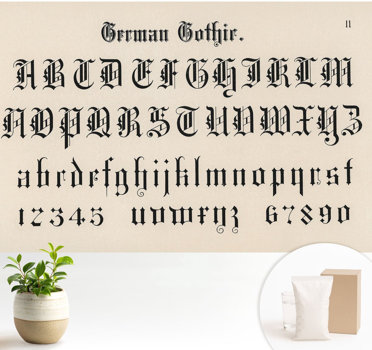 Wallfluent Fotobehang - Zwart Vliesbehang - 104x70 cm - Gotische Letters Fotobehang Vlies - Hal behang Teksten - Muurschildering - Hal behang