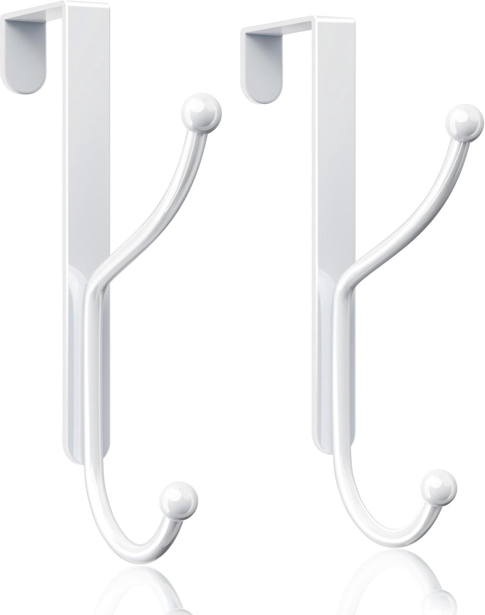 SnelShoppen - Overdoor Hook 2 Pack - Heavy Duty Deurhaken zonder Boren, Anti-Roest, Stevige Haken voor Deuren tot 1.7" Dik, 6.5" Hoog, Perfect voor Ja