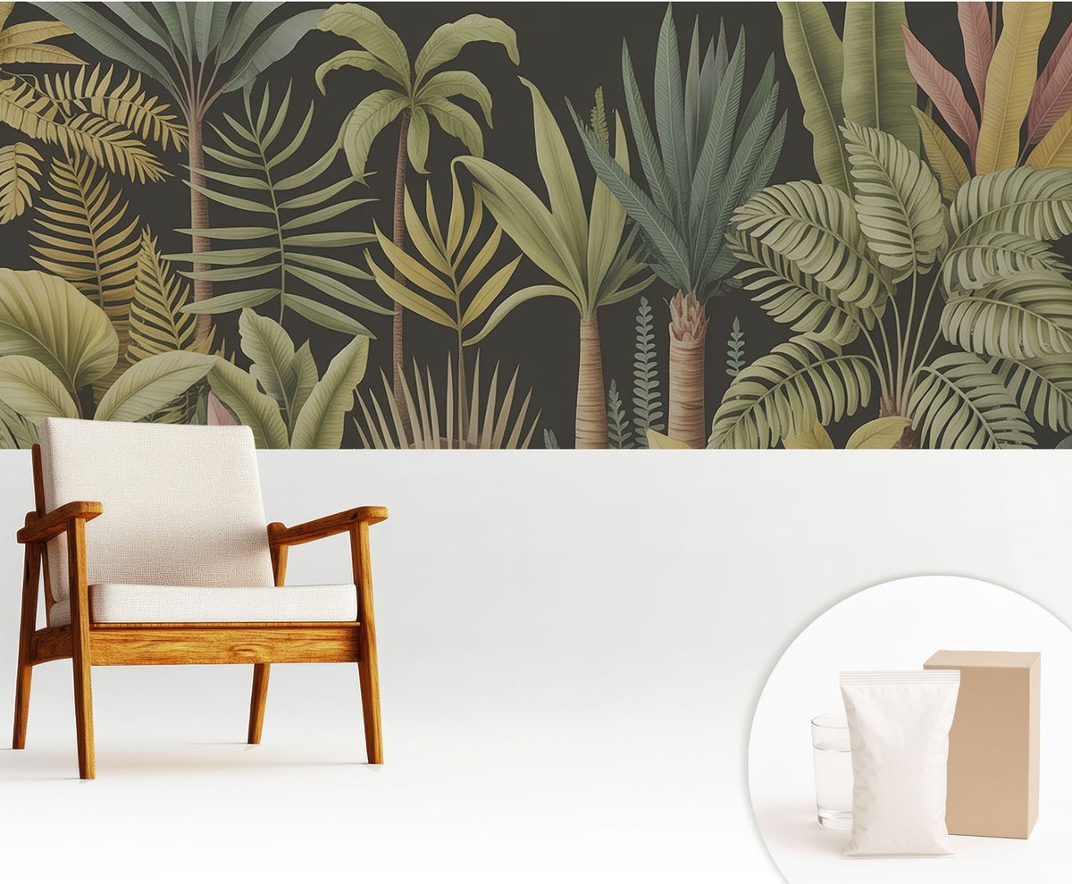 Wallfluent Fotobehang - Groente Vliesbehang - 250x104 cm - Tropische Jungle Muurschildering - Slaapkamer behang Bloemen En Planten - Fotobehang Vlies - Slaapkamer behang
