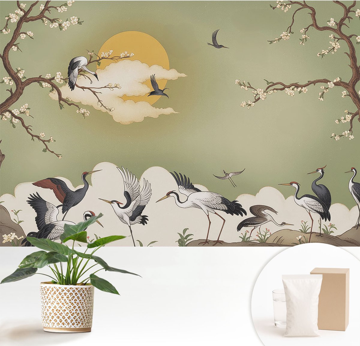 Wallfluent Fotobehang - Groente Vliesbehang - 152x104 cm - Elegante Natuur Muurschildering - Gang behang Landschappen - Fotobehang Vlies - Gang behang