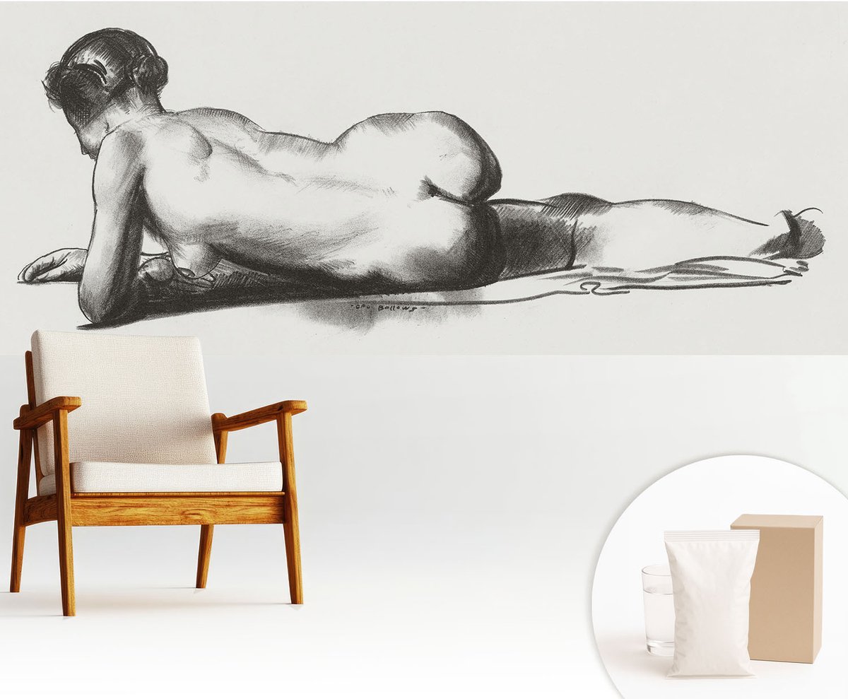 Wallfluent Fotobehang - Wit Vliesbehang - 250x104 cm - Een Subtiele Daad Fotobehang Vlies - Woonkamer behang Deel - Muurschildering - Hal behang