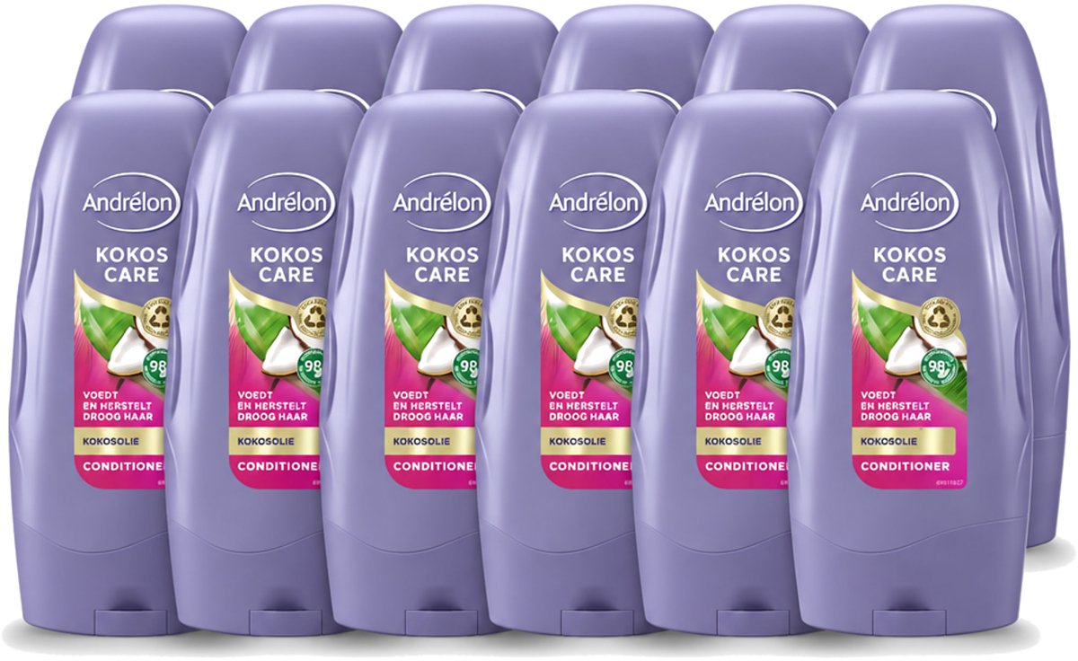 12 x Andrélon - Kokos Care - Conditioner - Diepe Hydratatie - 250 ml - Voordeelverpakking - 12 stuks