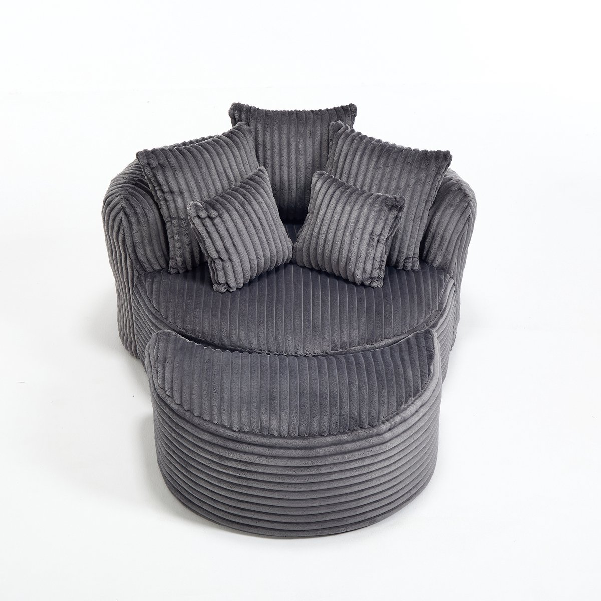 in& out door furniture Groot, rond zitkussen voor ontspannende ligbanken, binnenruimte leesbank, sofa-bed zonder poten met voeten stoel, grootformaat, zachte stof- en koordstof zitleuning, geschikt voor woonkamer, speelkamer enz-Donkergrijs