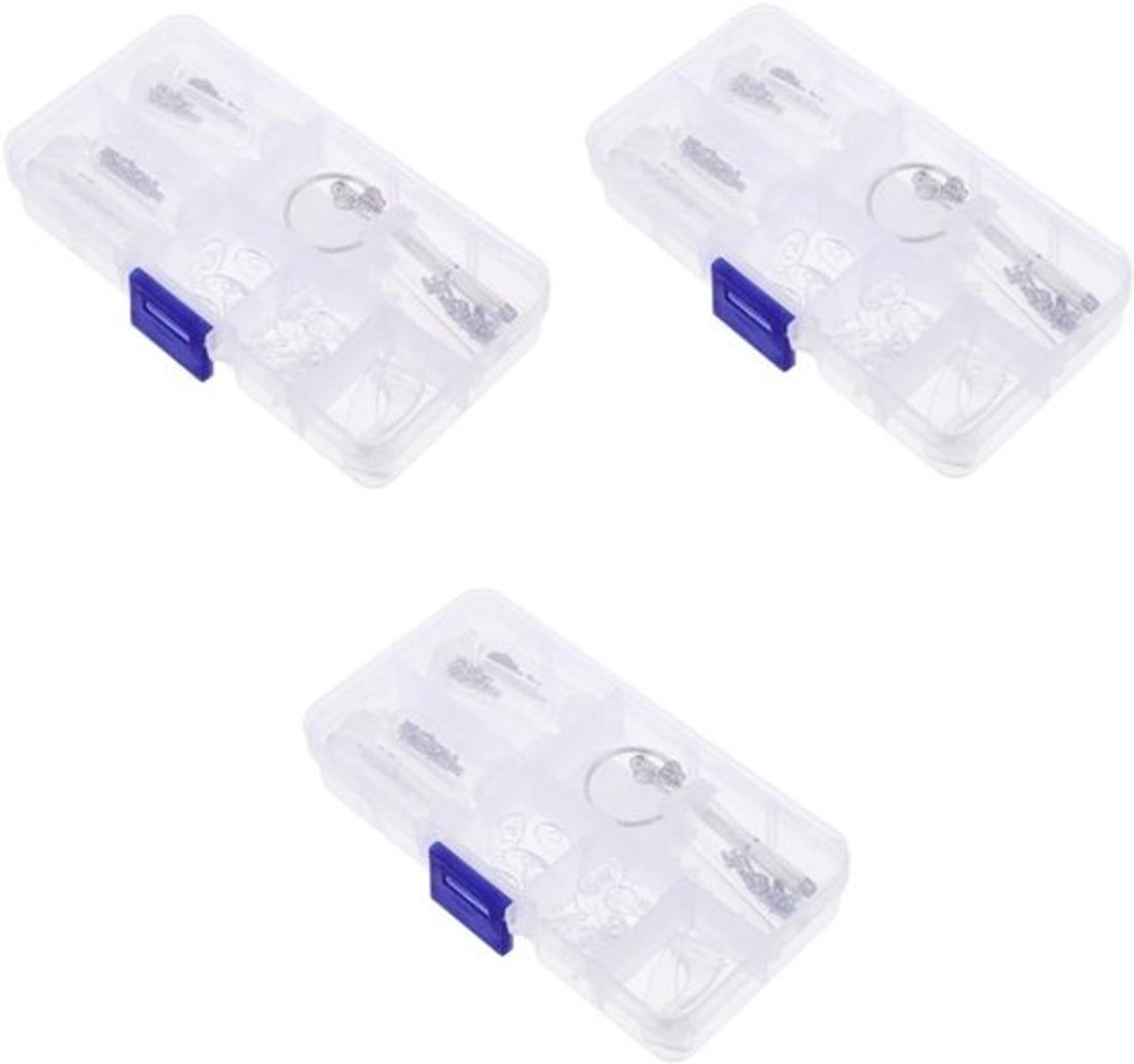 Brillenreparatieset - Accessoireset - Voor reparatie en onderhoud - Inclusief opbergkoffer - 60 stuks - Diverse kleuren