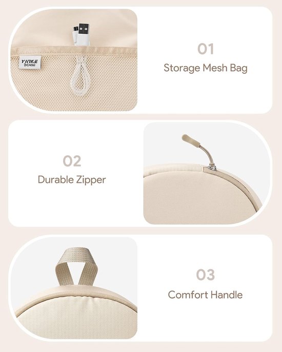 Hoesjes Over Ear Soft voor JBL/Soundcore/Sony/Bose/BERIBES, Draagbare Universele Hoofdtelefoonhoes, Eenvoudig Ontwerp in Contrasterende Kleuren (Beige) — afbeelding 3