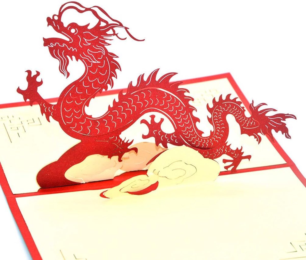 3D Pop Up Gefeliciteerd Wenskaart voor de meeste Occastions,De Chinese Draak