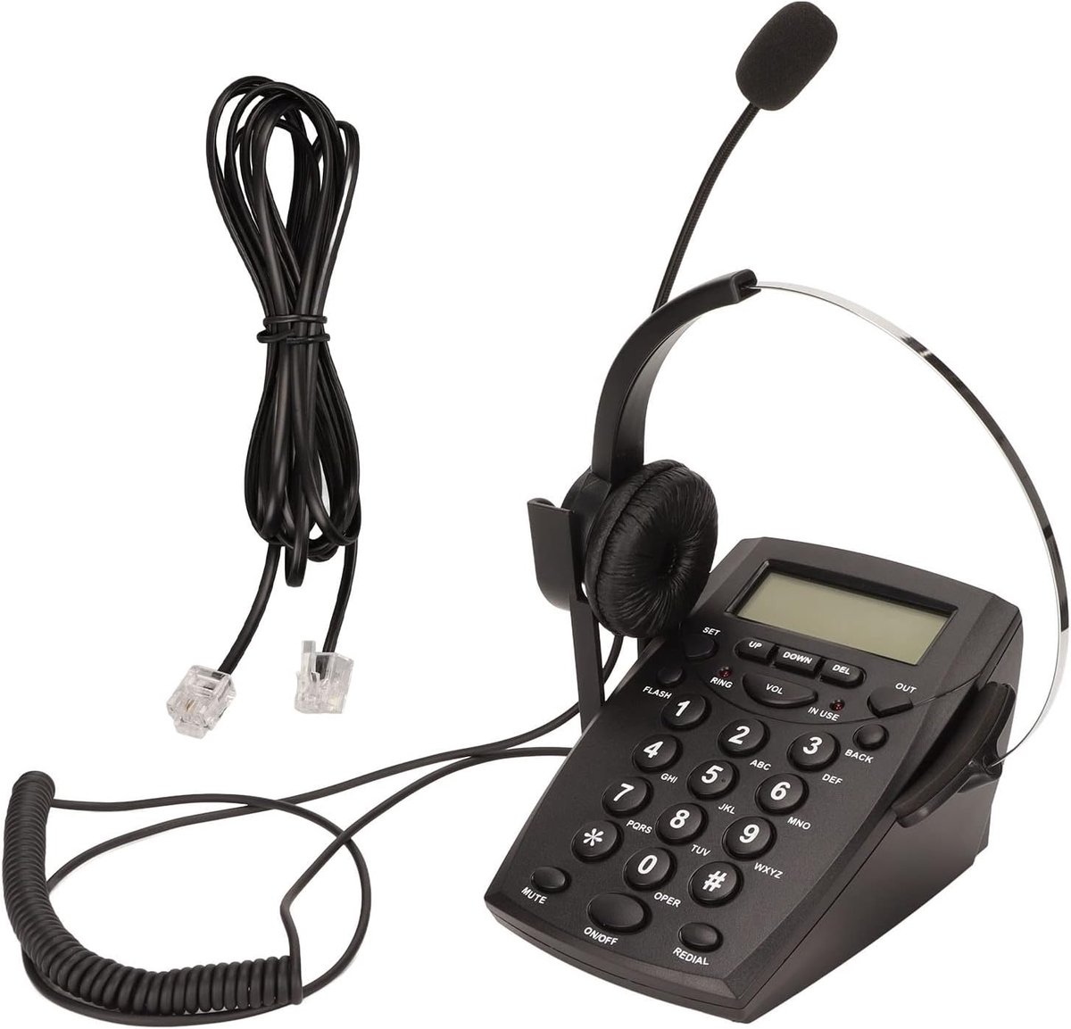 Vaste Telefoon met Ruisonderdrukking Headset-microfoon, FSK DTMF-toetsenblok Nummerherkenning, Instelbaar Volume, Headset-telefoonsysteem