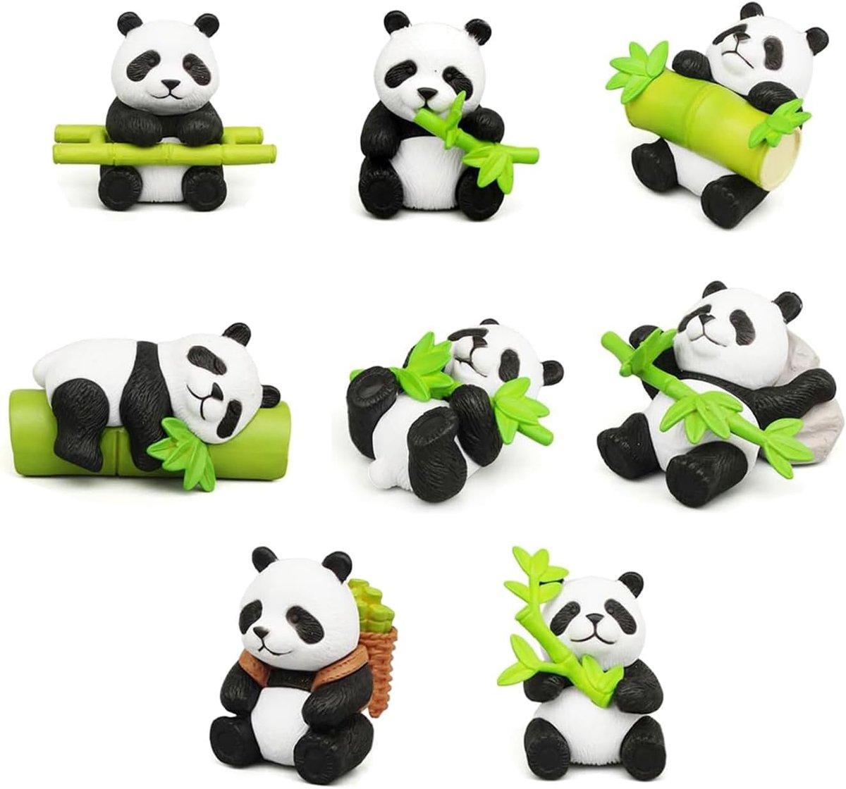 8 Diermodel in Chinese Stijl, Minipanda Model, kan Worden Gebruikt als Decoratie voor Huis, Balkon, Tuin enz., of als Decoratie om een Microlandschap te Creëren