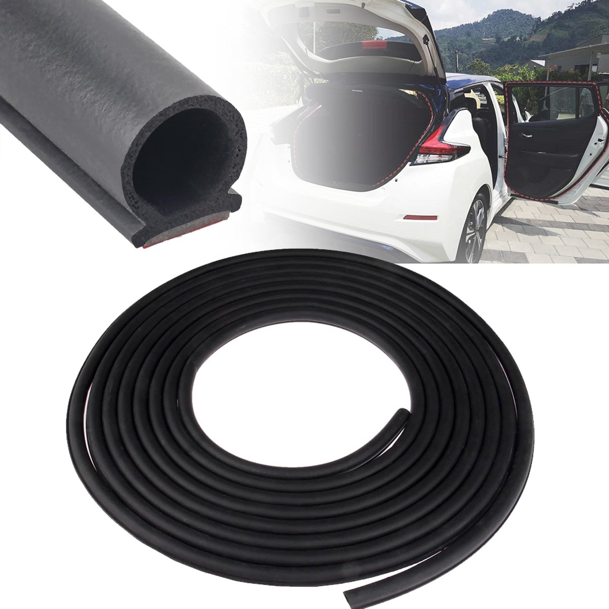 5M Rubberen Tochtstrip Met D-Profiel - Zelfklevende Stripafdichting - Afdichtingsstrip Voor Autodeur - Voor Auto's Boten