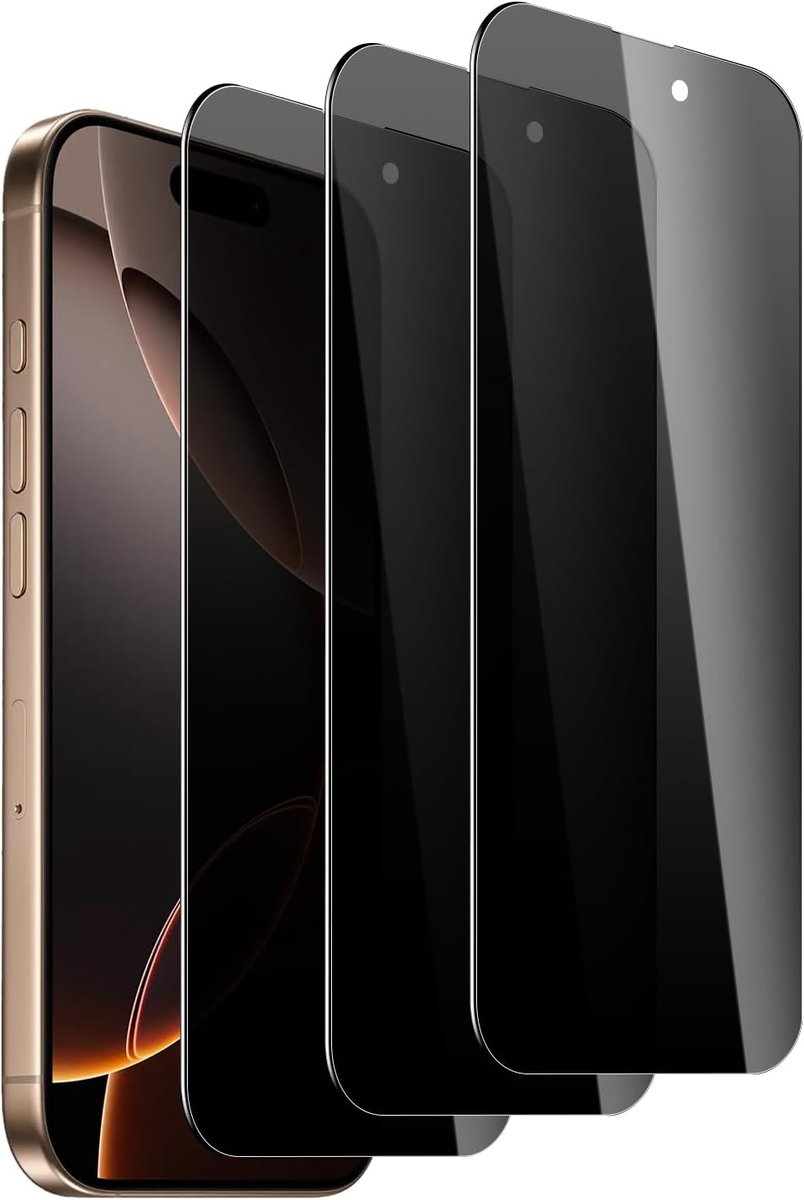 3 stuks displaybeschermfolie tegen spionage voor iPhone 16 Pro Max/17 Pro Max, gehard glas, krasbestendig, zonder luchtbellen