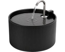 Keramiek: VinDox 2.2L drinkfontein voor katten keramiek, stille waterdispenser voor huisdieren met actieve koolfilter eenvoudig ontwerp, hoge temperatuur branden van keramiek (zwart)