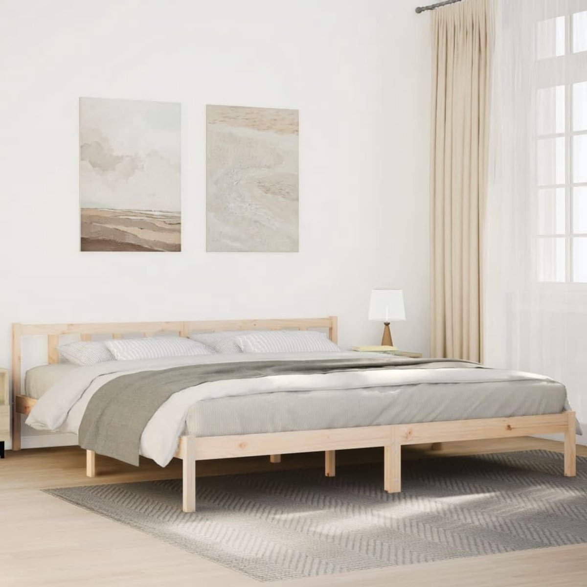 Massief grenenhout lattenbodem hoofdbord naturel 180x220 cm