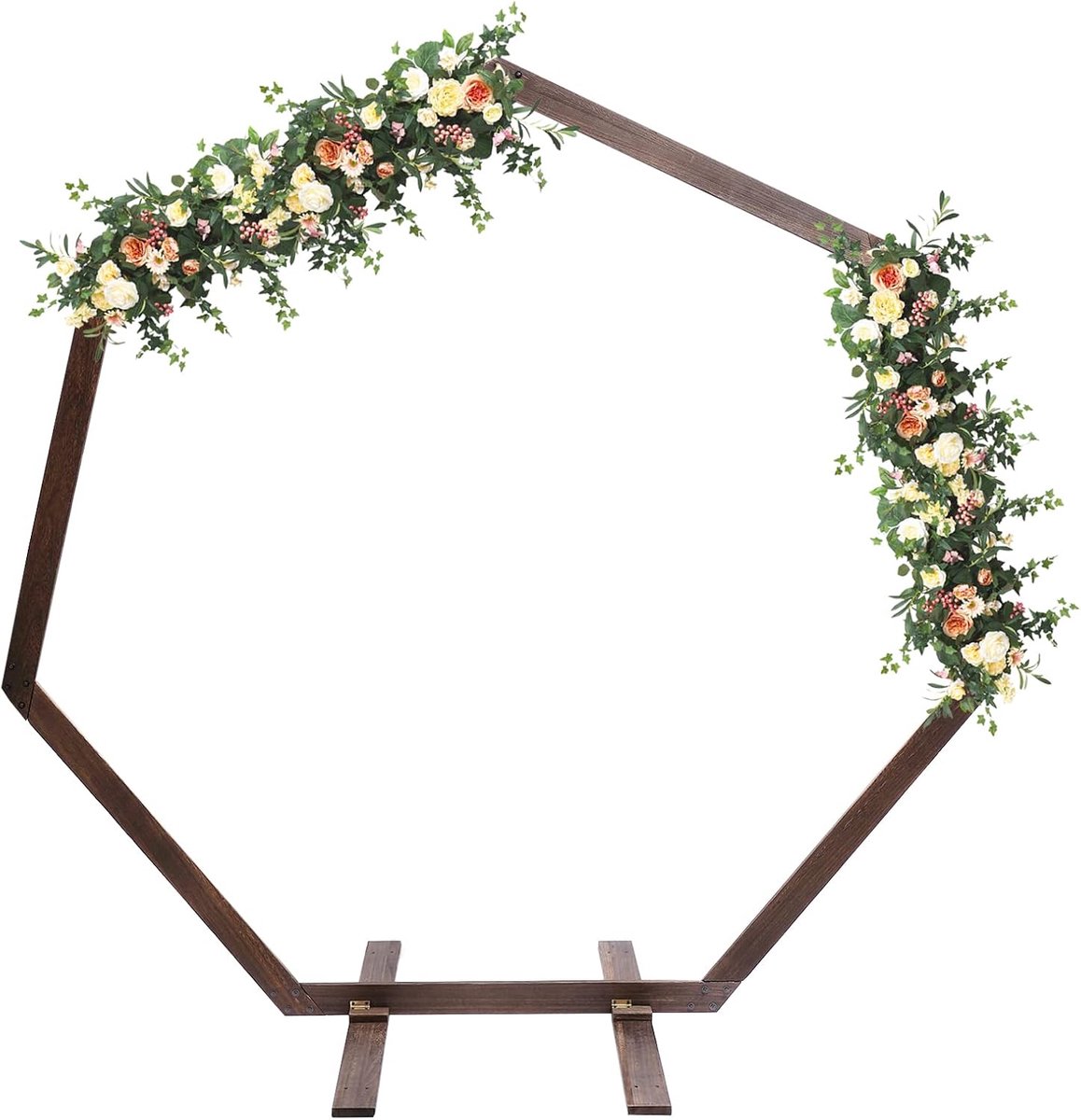 Houten achtergrondstandaard voor bruiloft, grote doe-het-zelf achtergrondstandaard van natuurlijk hout, robuuste achtergrond voor ceremonie, feest, fotografie en evenementen (7,4 x 7,2 ft