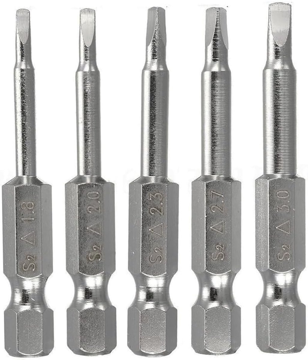5 Piece Magnetic Screwdriver Bit Set, 1/4" Hexagonal Triangular Bits (0.1, 0.1, 0.1, 0.1, 0.3 cm), S2 Steel, 50mm - ShopVlot