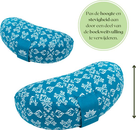 Om Namaste Design Meditatiekussen Halve Maan - Turquoise & Wit - Moon van Om Namaste Design — afbeelding 2