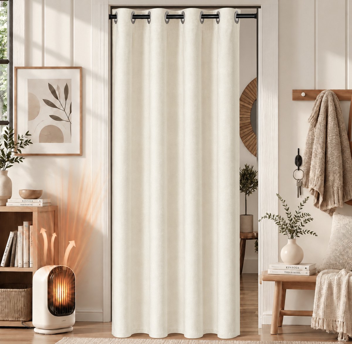 Lapamax Fluwelen gordijinen Kant-en-Klaar met Ringen - Zacht Deurgordijn Verduisterende 50%-70% - Privacy Scheidingsgordijn voor Slaapkamer, Woonkamer en Balkondeur - Wit - 132 x 203 cm (B x H) - 1 Stuk