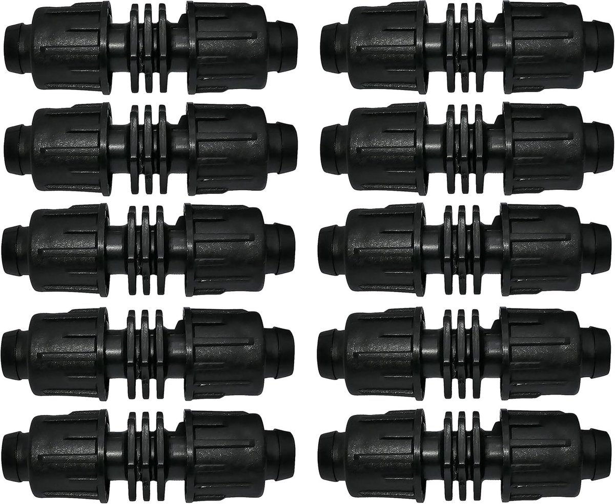 SnelShoppen - Set van 10 Slangenverbindingen Ø16mm voor Drip Irrigatiesysteem - Reparatieset Tuinslangen - Plastic Koppelingen voor Tuin en Buiten