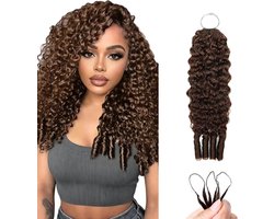Burmese Curly Feather Crochet Human Hair Extension Unprocessed Mensenhaar Pre-Separated Knotless ,Brown For Women 18 Inch