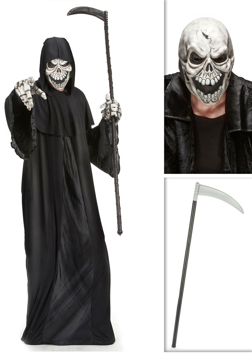 Vegaoo - Reaper kostuum pack met zeis en masker voor volwassenen