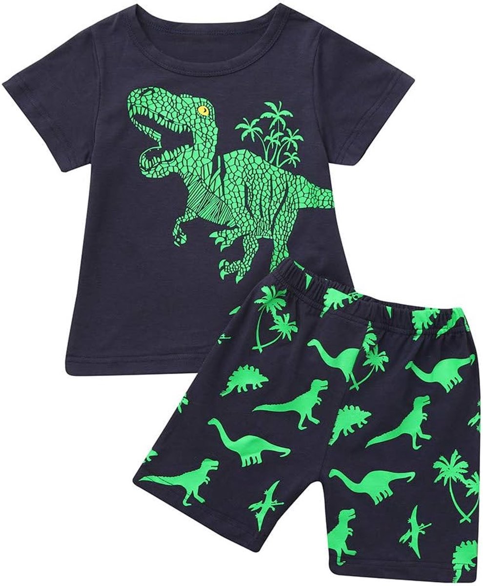 Set voor jongens, 2-delig, katoen, T-shirt, shorts, school, kinderen, 3-8 jaar, comfortabel, zacht, licht, A49
