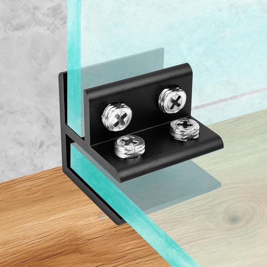 90 graden glasklem voor 10-12 mm dikte, verstelbare glazen plank beugel houder klem, kast kast 90 graden 8 stuks zwart — afbeelding 4