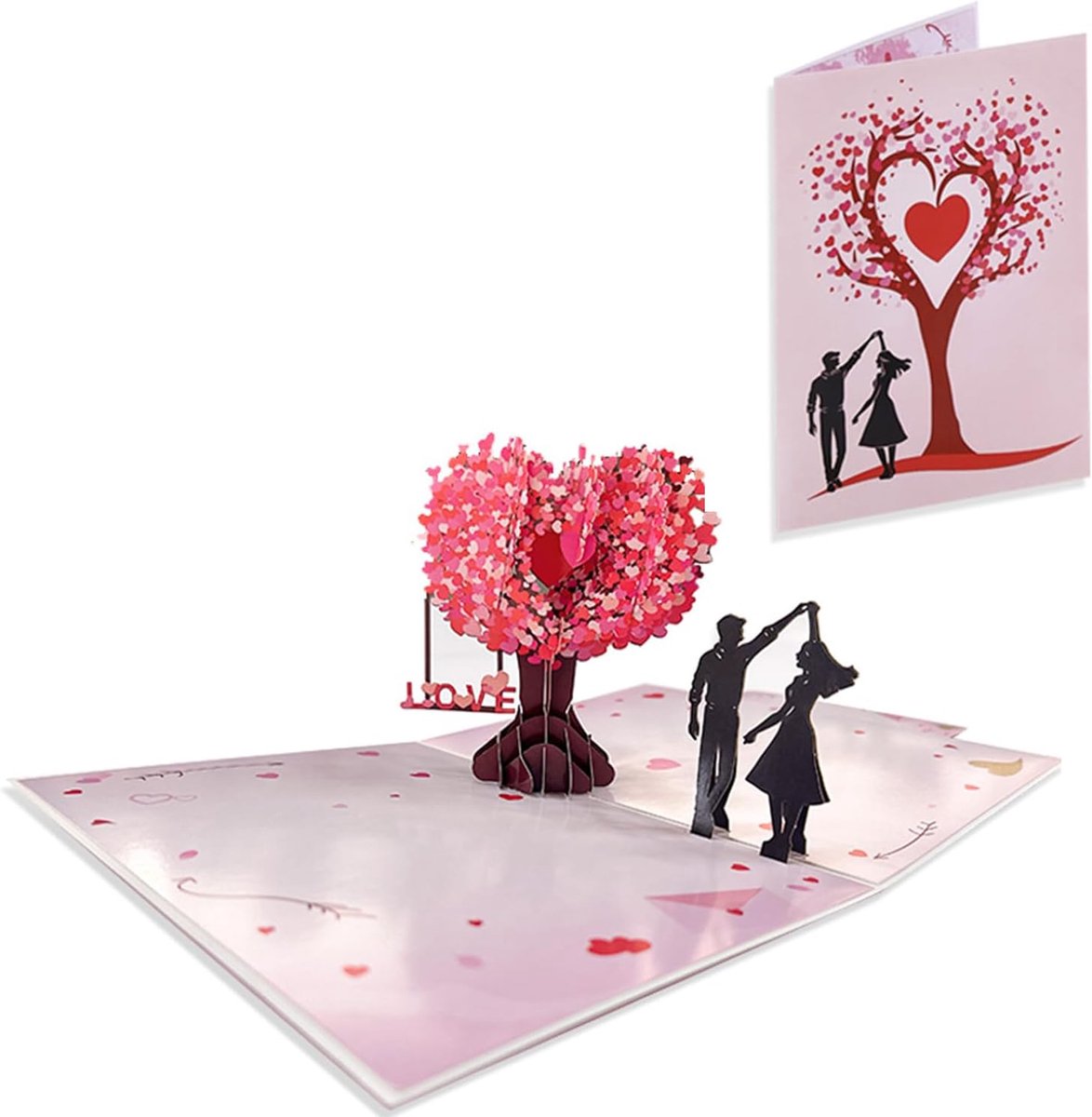SnelShoppen - 3D Wenskaart met Pop-Up Design - Hartvormige Boom & Dansend Koppel - Perfect voor Valentijn, Moederdag, Vaderdag, Verjaardag, Kerst en J