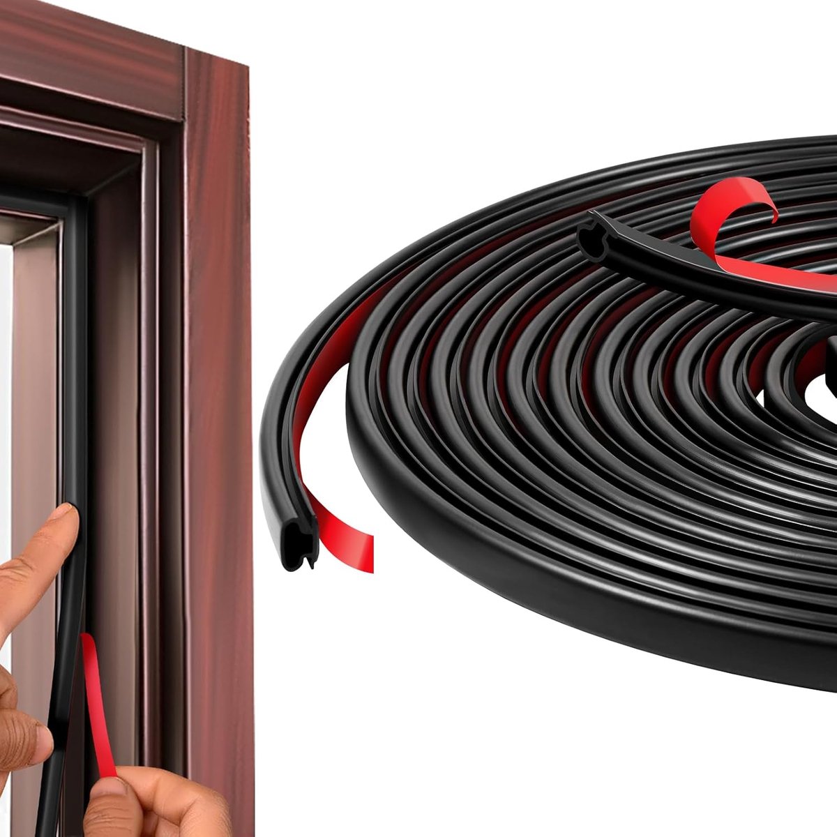 SnelShoppen - Deurafdichting Type D - Koude-Isolerende Zelfklevende Rubber Deurstopper voor Geluidsisolatie - 6m Zwart - Ideaal voor Raam en Deur