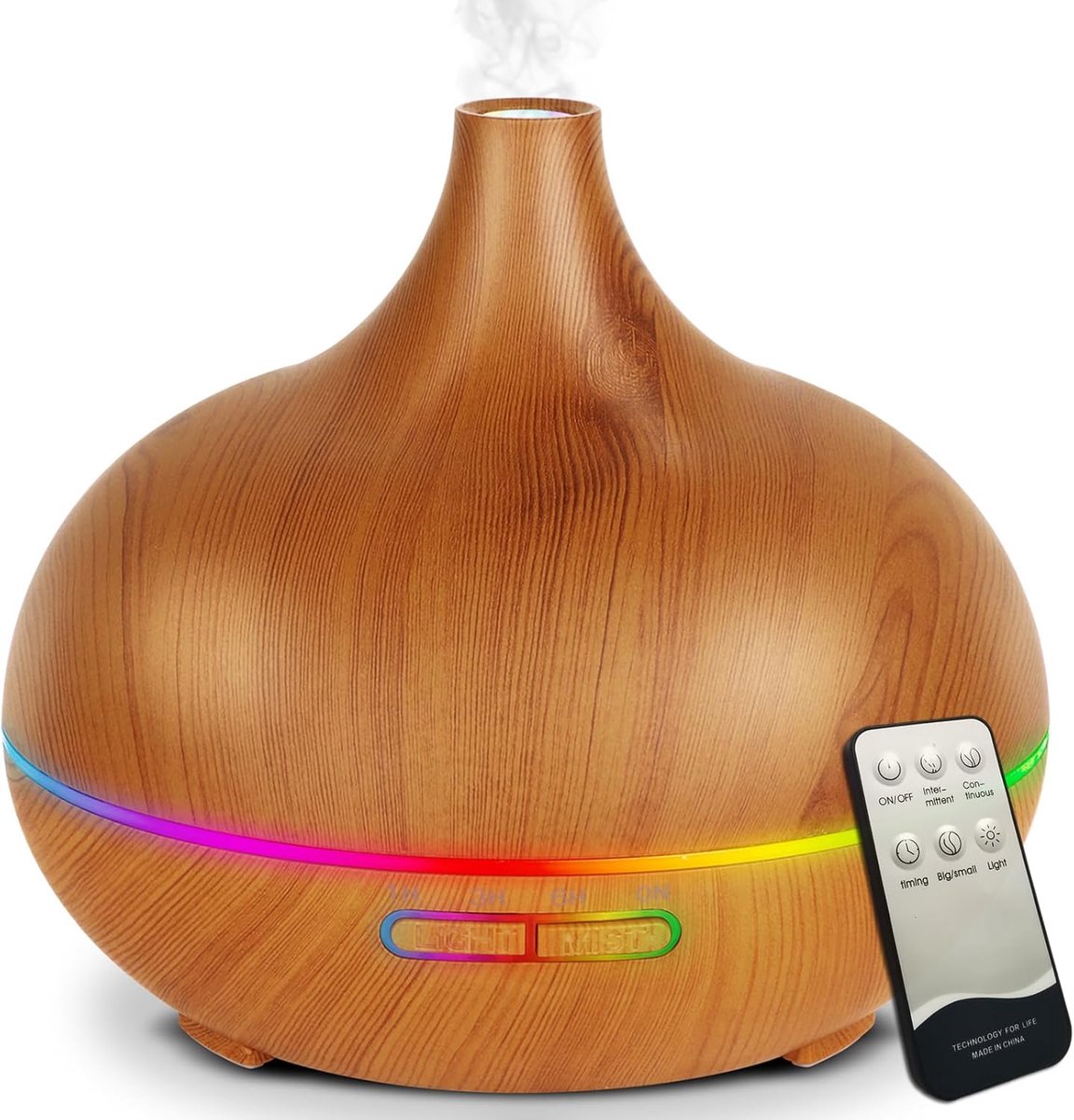 SnelShoppen - Aroma Diffuser 550 ml - Essentiële Olie Diffuser - Ultrasonische Luchtbevochtiger - 7 LED Kleuren - 4 Timer Instellingen - BPA Vrij voor