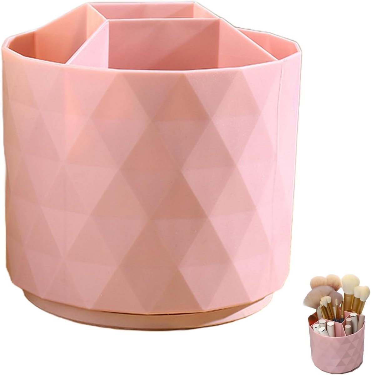 SnelShoppen - 360° Rotating Pen Holder Kids Desk Organizer met 5 Compartimenten, Perfect voor Kantoor, School, Creatief Gebruik, Roze, Desk Organizer