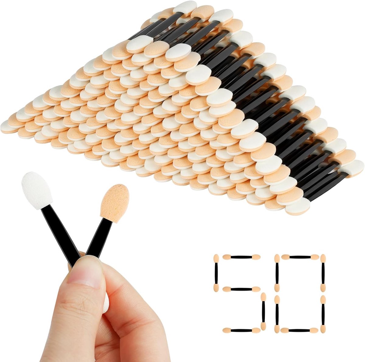 Oogschaduw applicators 50 stuks - dubbele uiteinden - wegwerp sponzen - ideaal voor oogmake-up - ShopVlot