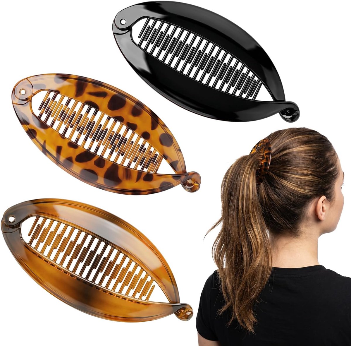 Bananenclip 14 cm - Antislip dubbele clip - Voor fijn en dik haar - Creëer elegante kapsels - ShopVlot