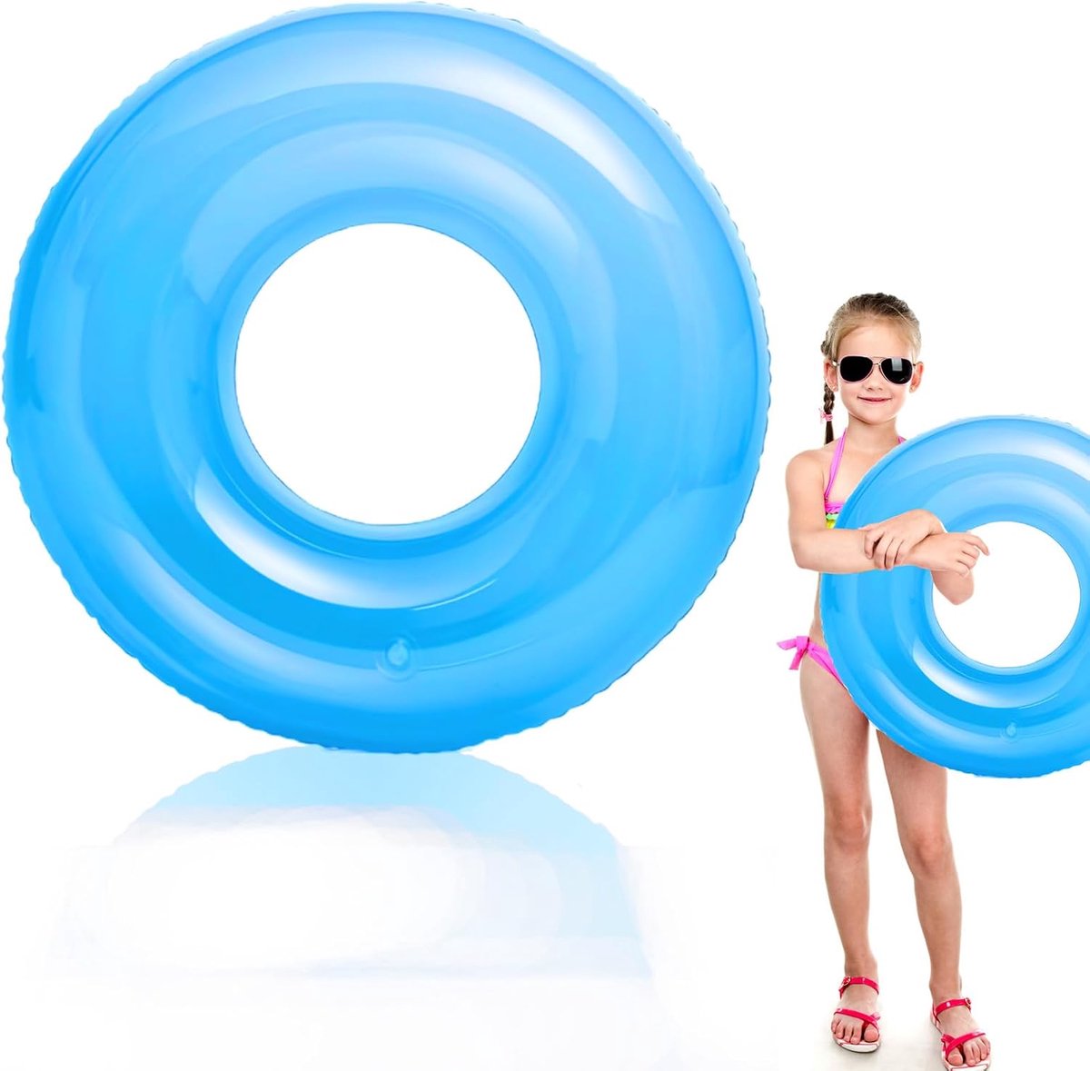 SnelShoppen - Opblaasbare Zwemringen 70/90cm - Kleurige Rubber Ringen voor Zwembad, Strand en Feest - Fluorescerend Blauw, Roze, Oranje - Perfect voor