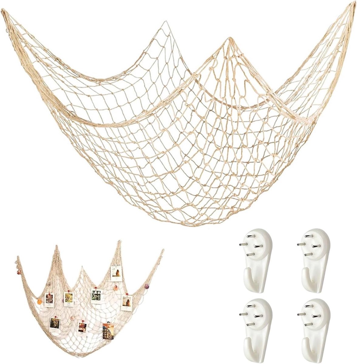 Decoratief visnet 200 x 150 cm - katoen - maritieme wanddecoratie - perfecte sfeer voor feesten - ShopVlot