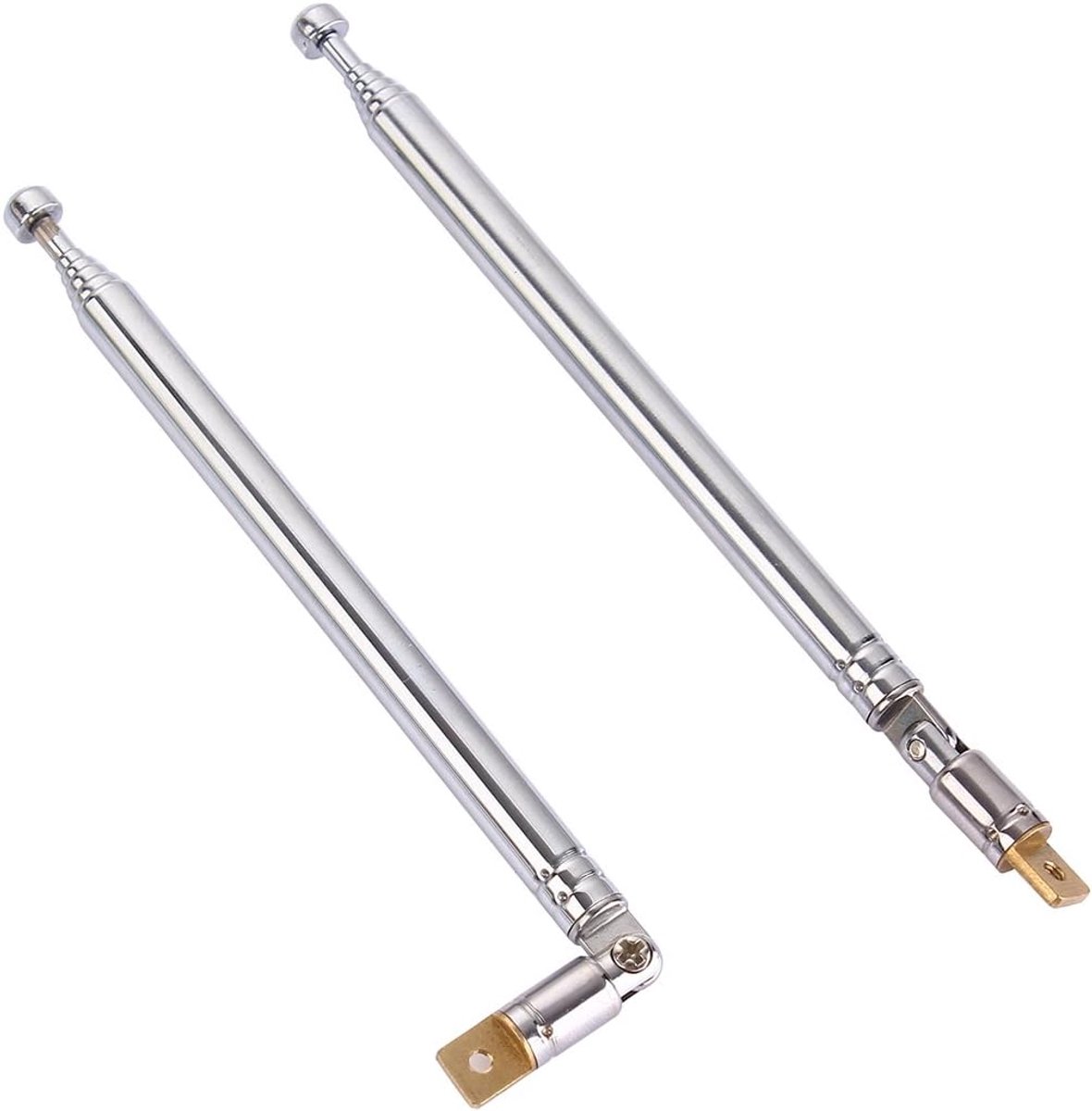 Telescopische antenne 51 cm - 2-delig - RVS en messing - Geschikt voor frequenties 88M-433M - ShopVlot