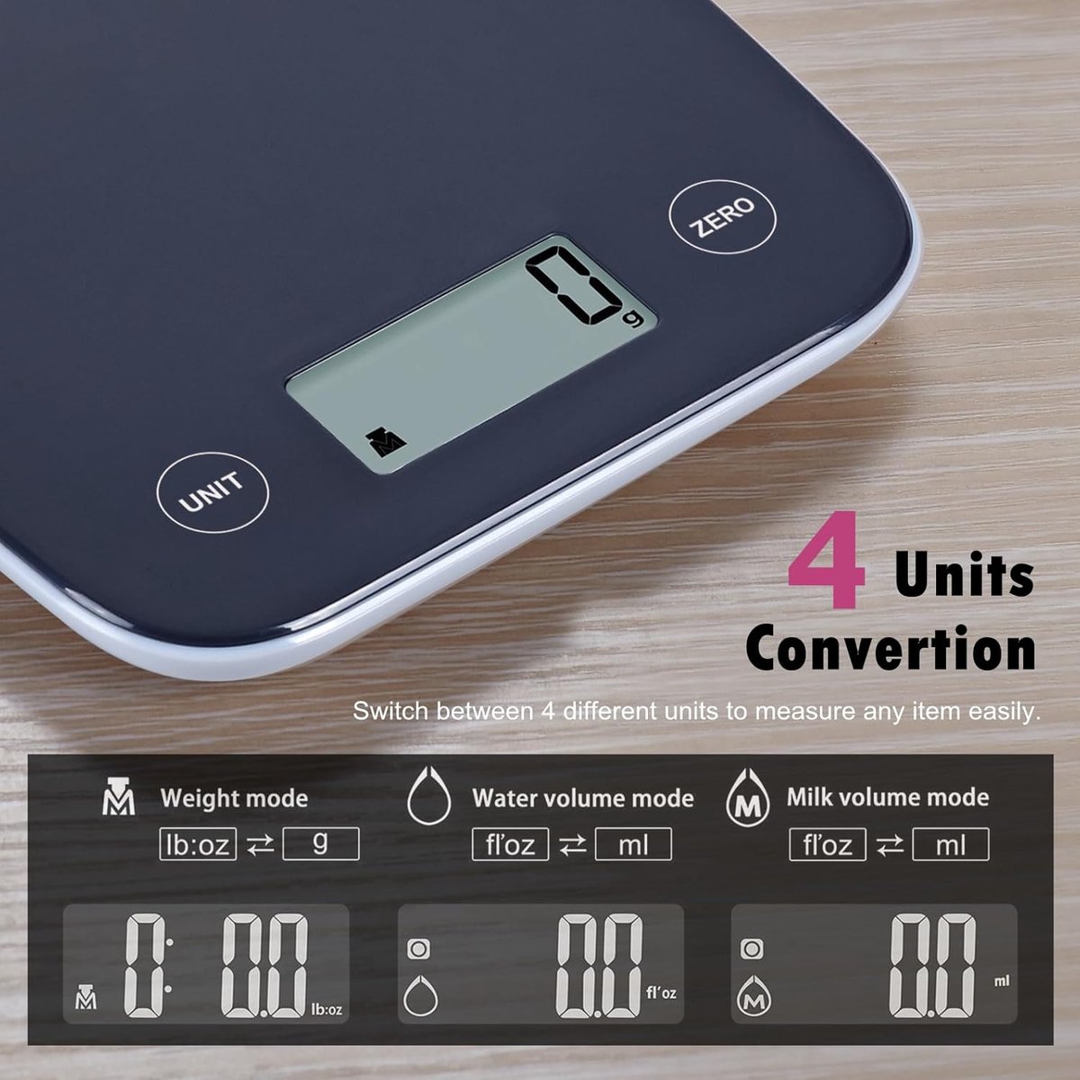 SnelShoppen - Digitale Keukenweegschaal 5kg/11lb - Multifunctionele Elektronische Keukenweegschaal met Groot Display - Precisie tot 1g - Zwart Plastic