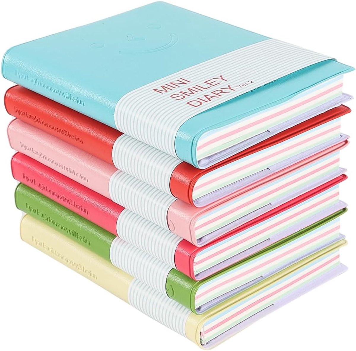 Pocket notebooks 6 stuks - PU-lederen hoes - schattige smiley-kleuren - ideaal voor reizen - ShopVlot