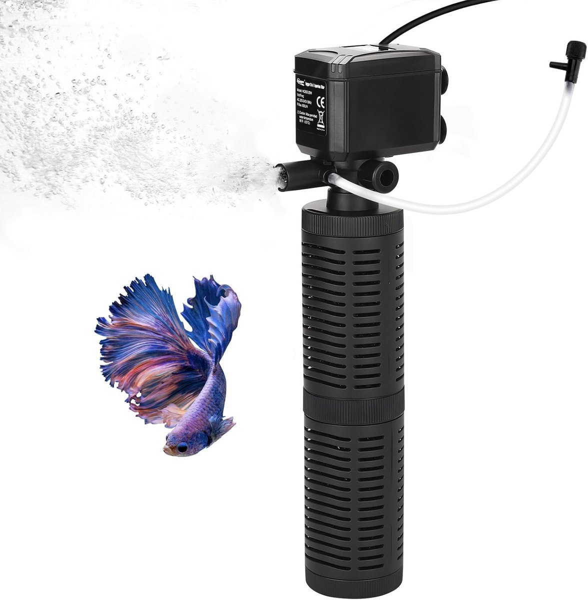 SnelShoppen - Multifunctionele Aquarium Filter 6W 15W 20W - Zwart - Watercirculatie, Aeratie, Filtratie en Zuurstofvoorziening - Ideaal voor Aquarium