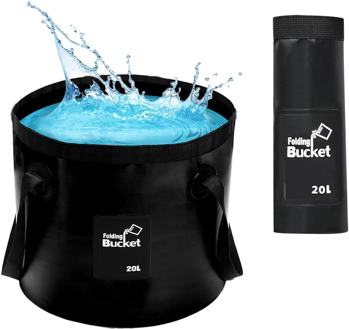 SnelShoppen - Vouwbare Emmer 20L - Draagbare Campingemmer met Handvat - Lichtgewicht Vissersemmer - Waterdichte PVC Vouwemmers voor Reizen, Vissen, Wa