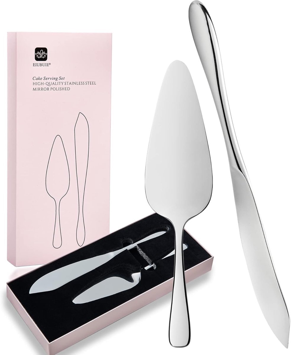 SnelShoppen - Set van 2 Cake Servers - RVS Taartserveerset - Hoogglans Roestvrij Staal - Vaatwasserbestendig - Perfect voor Feesten en Keuken