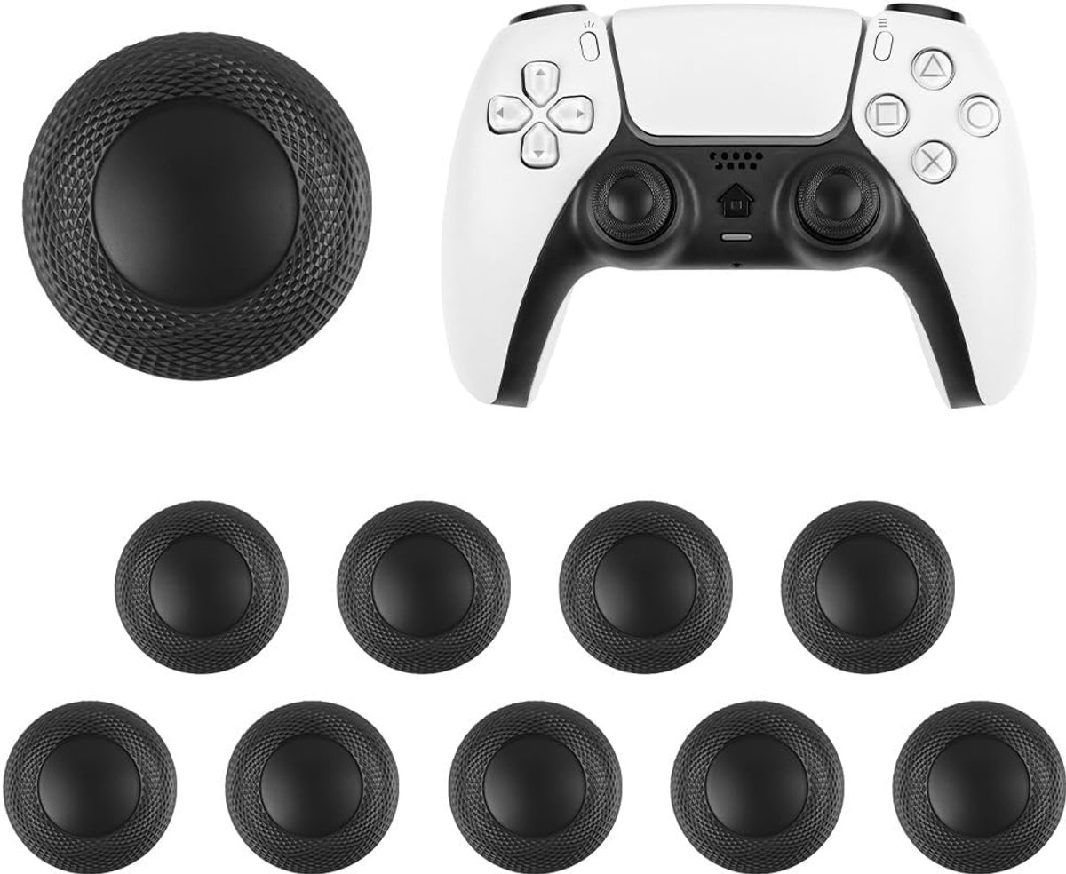 SnelShoppen - Thumb Grip Joystick Caps voor PS4/PS5 Controllers - Pack van 10 Slijtvast Vervangende Analoge Stick Caps, Antislip Laser Textuur, Zwart